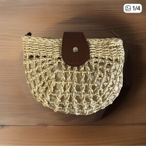 Straw Crossbody Bag Women New Small Purse Handbag Shoulder Bag Leather Strap